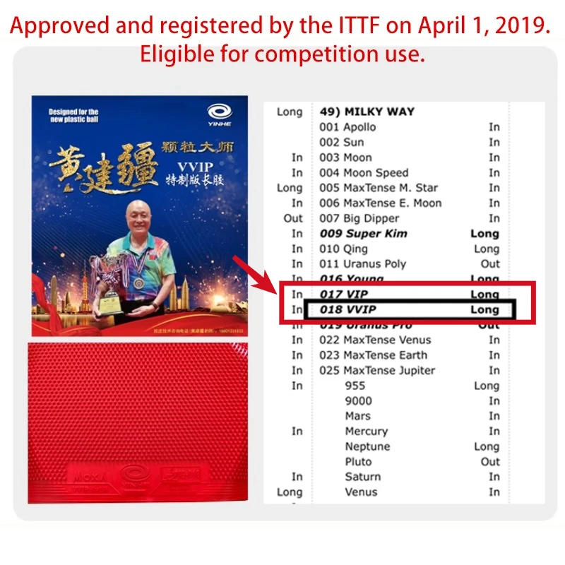 YINHE Huang Jianjiang VVIP Gom - Table Tennis Market recensione e prezzo